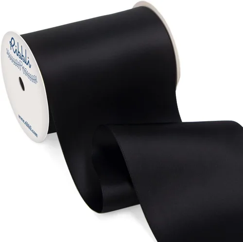 Miniatura 10 de Ribbli - Cinta de satén negra de doble cara, 2 pulgadas x 10 yardas, uso para ramo de lazos, envoltura de regalos, arreglos florales, decoración