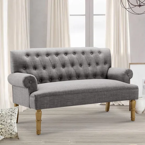 Miniatura 11 de Rosevera Drennan Loveseat - Sofá para sala de estar, lino, color ceniza