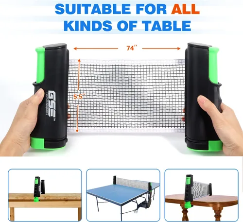 Miniatura 3 de GSE Games & Sports Expert - Red y postes de tenis de mesa retráctil Red de repuesto ajustable de Ping Pong (4 colores) Adjustable, Retractable