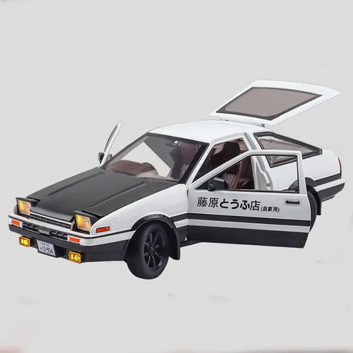 Miniatura 2 de 1/24 - Modelo de automóvil con inicial D Trueno AE86, juguete deportivo para niños y adultos, vehículos de tracción (tipo C negro)