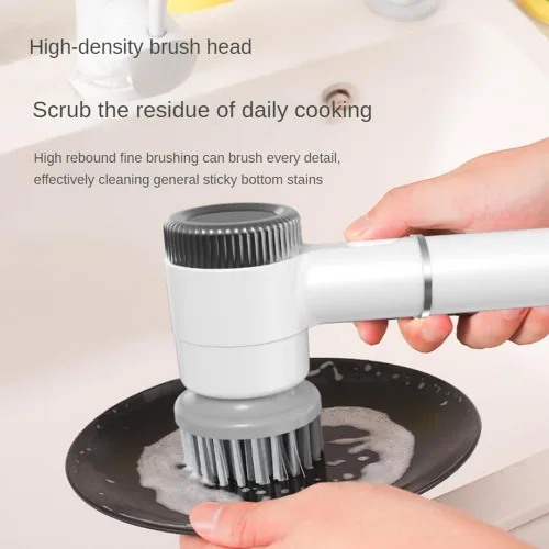 Miniatura 3 de Cepillo de limpieza eléctrico eléctrico inalámbrico con 5 cabezales de cepillo de repuesto para cocinas de baño