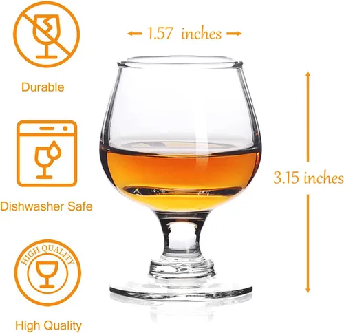 Miniatura 2 de Valeways Juego de 6 mini vasos de chupito de 1.75 onzas, transparentes, súper lindos, perfectos para degustar brandy - Snifters de vidrio