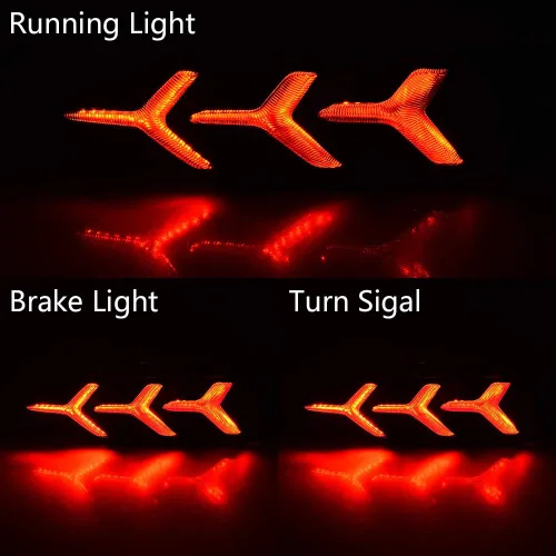 Miniatura 9 de Lámparas de reflector de parachoques LED con lente roja compatibles con Honda Civic LX EX Touring Sedan 2016-2021 - Luz de freno trasera y luz