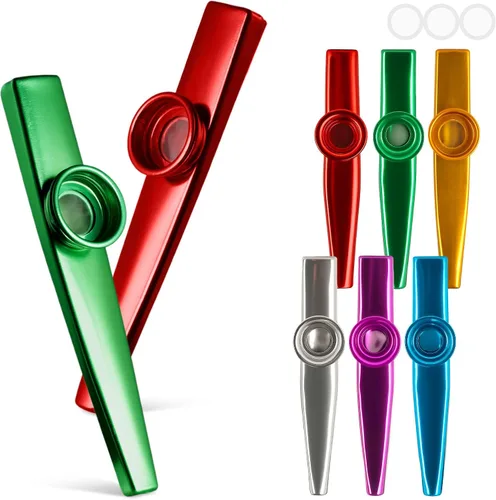 LovesTown Kazoos Instrumentos Musicales, 6 Piezas de Kazoos de Metal con Flauta para Niños, Regalo, Favor de Fiesta, Relleno de Bolsa de Regalo