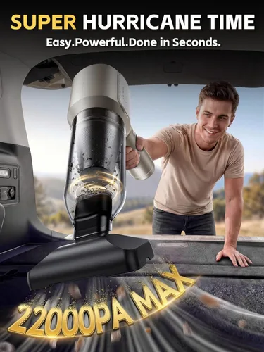 Miniatura 3 de REWONDER Aspiradora de coche de alta potencia, aspiradora de 22000 Pa y plumero de aire de 110000 RPM, aspiradora de mano con batería de 7800 mAh