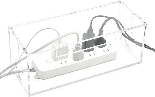 Miniatura 9 de Caja organizadora de cables para cables, 2 ranuras abiertas, organizador de regletas de alimentación debajo del escritorio y almacenamiento de Negro