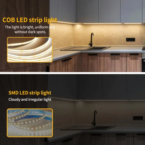 Miniatura 4 de Tira de luces LED COB de 32.8 pies, 3000 K, blanco cálido, regulable, CC de 24 V, cinta LED flexible para dormitorio, con control remoto