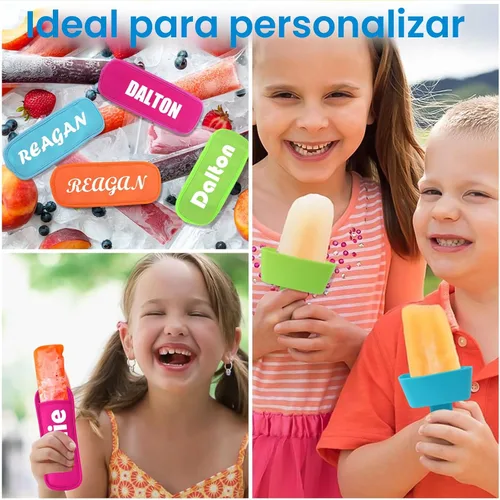 Miniatura 5 de AIERSA Juego de 8 soportes para paletas y fundas para paletas de hielo para niños, sin goteo, soporte de silicona para paletas con popote y fundas