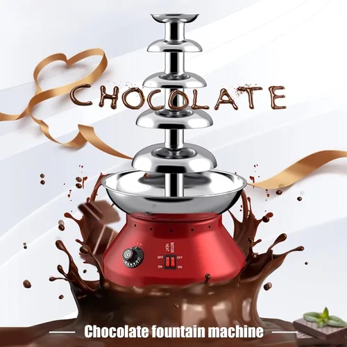 Miniatura 7 de Fuente de fondue de chocolate de 5 niveles, fuente de queso eléctrica digital de acero inoxidable, calentador de chocolate, máquina de calentamiento