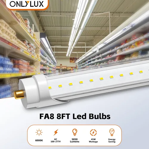 Miniatura 2 de ONLYLUX Luces LED de 8 pies, T8 96 pulgadas, 45 W, FA8, luces LED de un solo pin 5850 lm, derivación de lastre, 6000 K, bombillas LED F96 de 8 pies