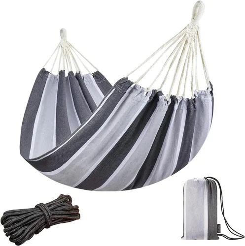 Miniatura 15 de JoyView Hamaca individual de macramé bohemia con cuerdas para colgar y elegantes borlas, hamaca portátil de algodón de 78.8 x 39.4 pulgadas
