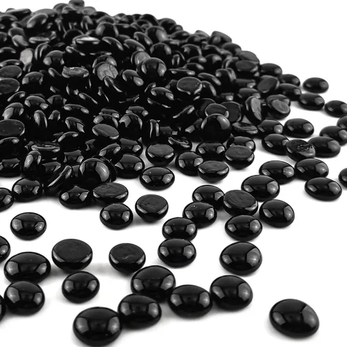 CYS EXCEL - Piedras preciosas de cristal para rellenar jarrones | Piedras de mármol planas en múltiples opciones de colores | Piedras preciosas Negro