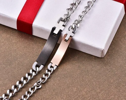 Miniatura 4 de NEHZUS - Pulseras tipo brazalete de acero inoxidable para parejas
