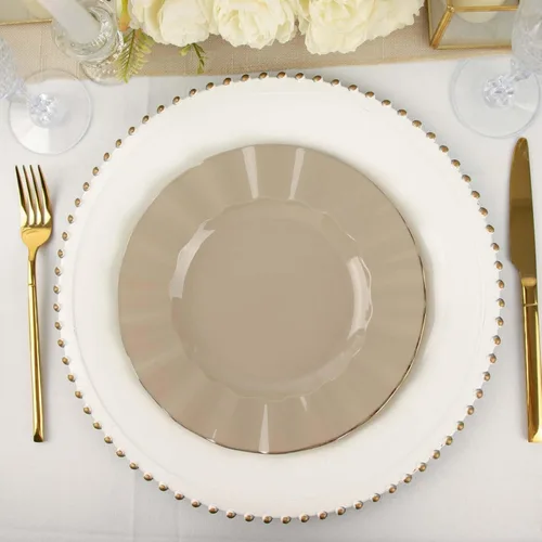Miniatura 46 de Efavormart - Platos de cena de 11 pulgadas – Juego de 10 platos desechables redondos de plástico negro con borde dorado rizado – Vajilla elegante