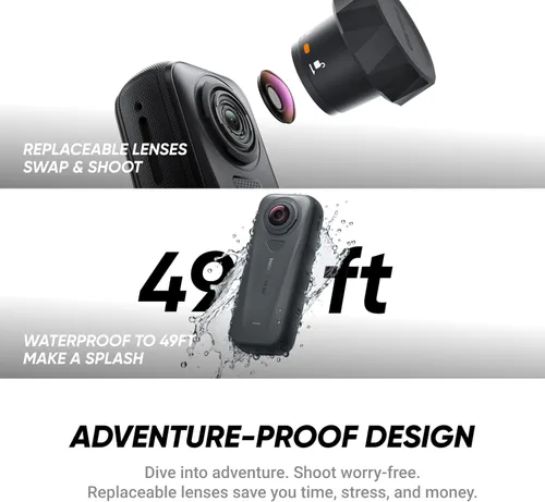 Miniatura 6 de Insta360 X4 Air Kit de esquí - Cámara 360 de 8K impermeable y ligera de 165 g, palo invisible para selfies, lentes reemplazables, dispara primero