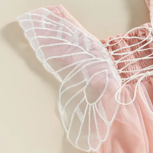 Miniatura 5 de Imcute Mameluco de hada con alas de mariposa para bebé, ropa de verano de malla, para recién nacidas, cumpleaños, fotografía