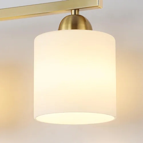 Miniatura 6 de Mecgirn Luces de tocador de vidrio de leche de acero inoxidable para baño, 2 lámparas de baño doradas claras sobre espejo, enchufes E26 de cerámica