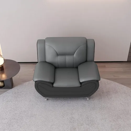 Miniatura 10 de Container Furniture Direct Silla y sofá de piel sintética de estilo moderno con reposabrazos extra cómodos, ideal para sala de estar, dormitorio u