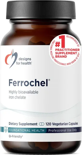 Designs for Health Hierro – Vital para la producción de energía, salud inmune y cerebral, hierro quelado de ferrochel de alta absorción para mujeres