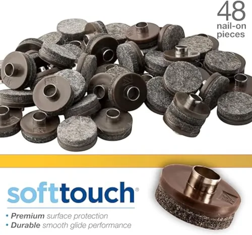 Miniatura 5 de SoftTouch Deslizadores redondos de fieltro para clavos de 7/8 pulgadas, almohadillas de fieltro protectoras de alta resistencia para muebles