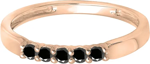 Miniatura 46 de Dazzlingrock Collection Anillo de boda redondo de 5 piedras preciosas o diamantes para mujer en oro macizo de 10 K/14 K/18 K