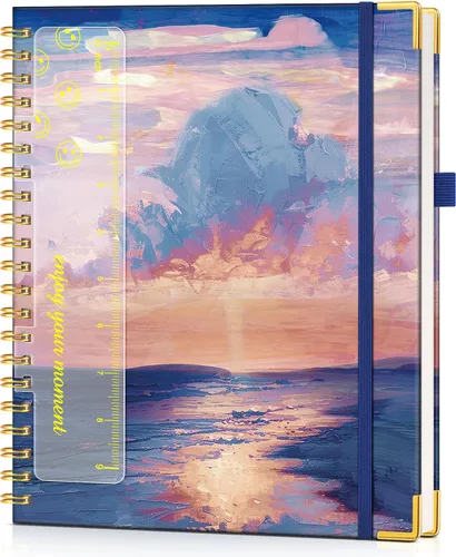 Miniatura 9 de Cuaderno en espiral de tapa dura de 8.5 x 11 pulgadas, cuadernos A4 grandes y bonitos para mujeres y hombres, cuaderno rayado a rayas