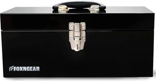 Miniatura 4 de Caja de herramientas portátil de acero resistente de 16" calibre 18 con pestillo de metal y mango rosa