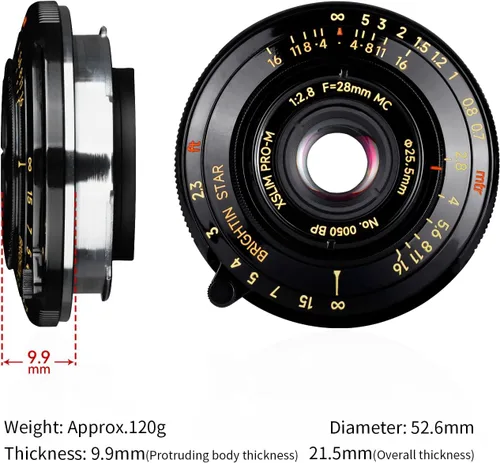 Miniatura 3 de Brightin Star 28mm F2.8 Lente de Enfoque Manual de Marco Completo para Montura Leica-M, Lente de Cámara Compatible con M2 M3 M4 M5 M6 M7 M8 M9 M9P