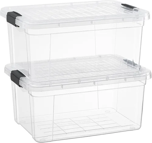 Miniatura 24 de Superio Contenedor de plástico transparente de 7.4 cuartos con tapa, no tóxico, sin BPA, sin olor, caja de almacenamiento organizadora, recipiente