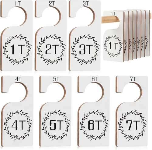 Miniatura 7 de Patelai 7 divisores de madera para armario de bebé, organizador de ropa, 1T a 7T, divisores de armario, organización de guardería para el hogar