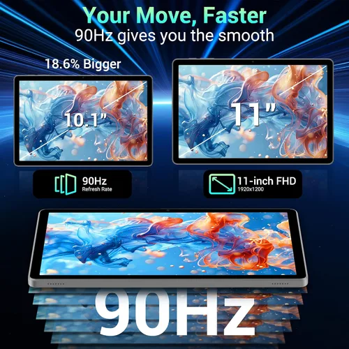 Miniatura 9 de Tablet Android 16 de 11 pulgadas con Gemini AI, tabletas de pantalla FHD de 2K, 36 GB de RAM 256 GB ROM, Octa-Core T615, 2 en 1 con teclado, 8000