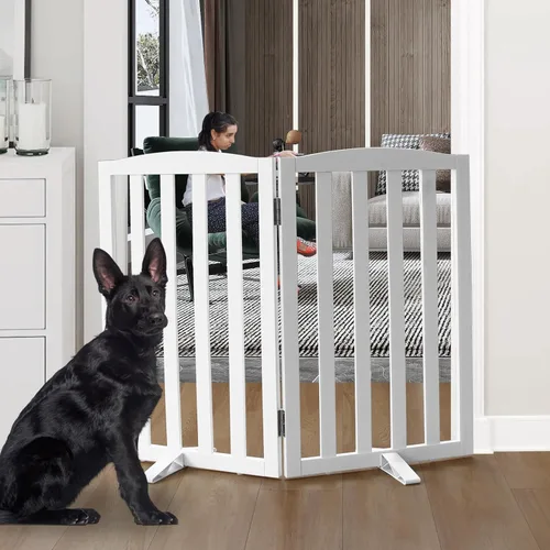 Miniatura 15 de Puerta para Perros Independiente para Interiores, Puerta para Perros Plegable, Puertas para Mascotas para Entradas, Escaleras o Pasillos, Puerta