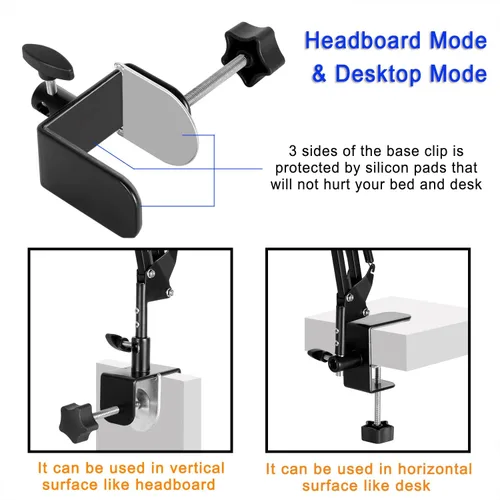 Miniatura 6 de Soporte para Tableta y Soporte para Teléfono para Cama, Soporte para iPad para Escritorio, Cabecera, Mesita de Noche, Mesa, Compatible con iPhone