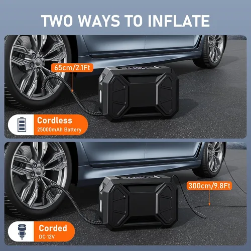 Miniatura 5 de Inflador de neumáticos, compresor de aire portátil, inflador de neumáticos portátil 3 veces más rápido para automóvil, bomba de aire de 150 PSI