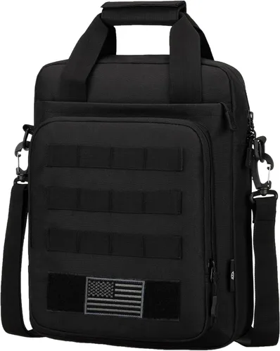 Miniatura 8 de Bolsa de Mensajero Táctica ZHIERNA, Maletín Táctico para Laptop de Alta Resistencia con MOLLE, Bolso de Hombro para Hombre (Incluye Parche)