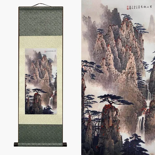 Miniatura 32 de AtfArt Decoración asiática de pared, hermosa pintura de pergamino de seda, 4 flores de hombre justo, orquídea ciruela, bambú, crisantemo, decoración