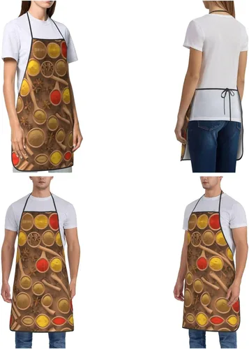 Miniatura 6 de Seasonings Printed Pattern Full Print Stain Resistant Apron With Pocket-Water Repellent Polyester Kitchen Apron For Cooking,Bbq,Waitress
