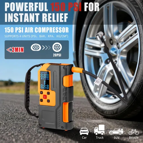 Miniatura 3 de Kit de emergencia en carretera para automóvil, arrancador de salto con compresor de aire, kit de primeros auxilios, cuerda de remolque, kit