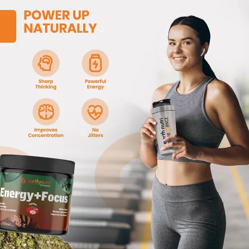 Miniatura 2 de EarthNutri Suplemento en polvo Energy + Focus – Suplementos de refuerzo de energía y memoria con PeakO2, AlphaSize, Cognizin, PurCaf, Teacrina