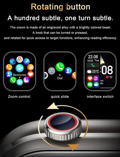 Miniatura 8 de ZJX Reloj inteligente con auriculares, pantalla HD de 2.02 pulgadas, reloj de fitness para tomar/marcar, reloj inteligente 2 en 1 con auriculares