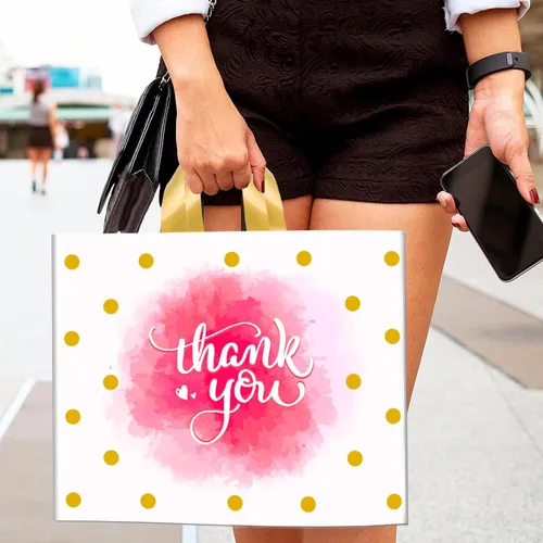 Miniatura 3 de Bolsas de agradecimiento – Paquete de 50 bolsas de mercancía extra gruesas de 10 x 12 pulgadas con asa de bucle para pequeñas empresas minoristas