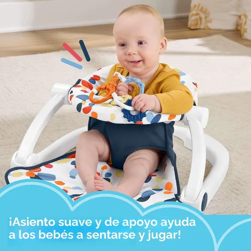 Miniatura 2 de Fisher-Price - Silla portátil para bebé, asiento para suelo Sit-Me-Up con Darling Dots, con mordedor y sonajero para recién nacidos libres de BPA