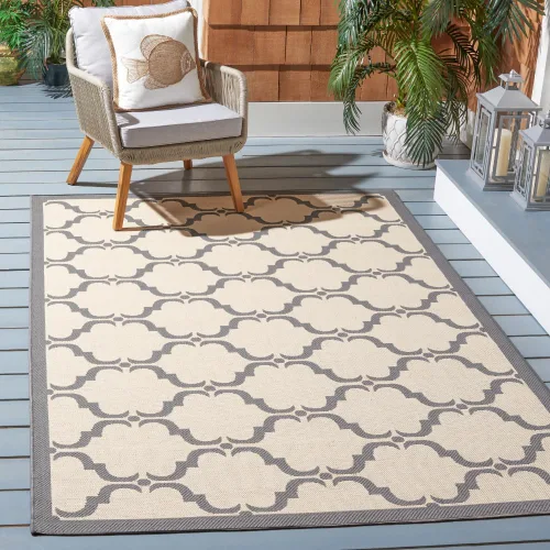 Miniatura 58 de SAFAVIEH Alfombra lavable al aire libre Courtyard Collection - 9 x 12 pies, beige y terracota, no desprende pelusa y fácil limpieza, ideal