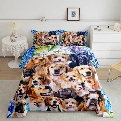 Miniatura 8 de Feelyou Juego de edredón para niños, diseño de gatos de dibujos animados, tamaño twin, lindo juego de ropa de cama de gatitos para adolescentes