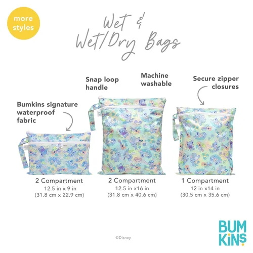 Miniatura 5 de Bumkins Disney - Bolsa húmeda impermeable para bebé, viajes, traje de baño, pañal de tela, piezas de bomba, piscina, playa, ropa de gimnasio