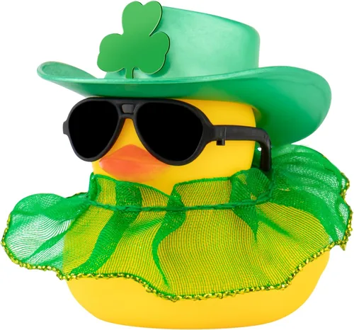 Miniatura 13 de Wonuu Decoración del día de San Patricio de pato de goma, sombrero de trébol verde de la suerte y decoración del automóvil, sombrero de vaquero