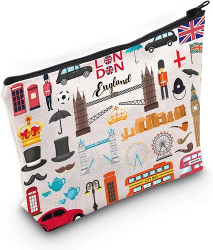 LEVLO Londres Regalo de viaje British Theme Cosmetic Bag Inglaterra Souvenir Gift Reino Unido Maquillaje Cremallera Bolsa Bolsa (Londres), Londres,