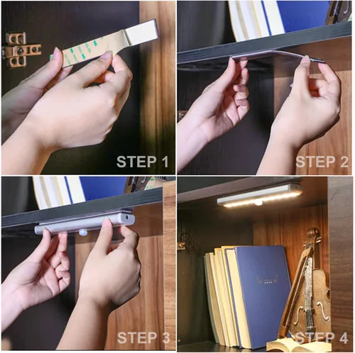 Miniatura 6 de LDOPTO Luces para debajo del gabinete, inalámbricas con control remoto, regulables, funciona con pilas, luces LED para armario, iluminación