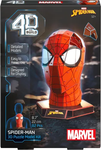 Miniatura 9 de 4D Build, Marvel Spider-Man - Kit de modelo de rompecabezas 3D con soporte, 82 piezas, decoración de escritorio de Spider-Man, juguetes
