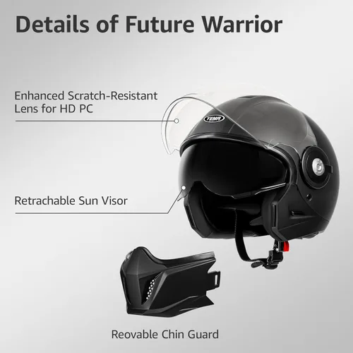 Miniatura 2 de YEMA Casco convertible de motocicleta de cara completa 3/4 aprobado por DOT, casco de motocross todoterreno de doble visera para adultos, diseño